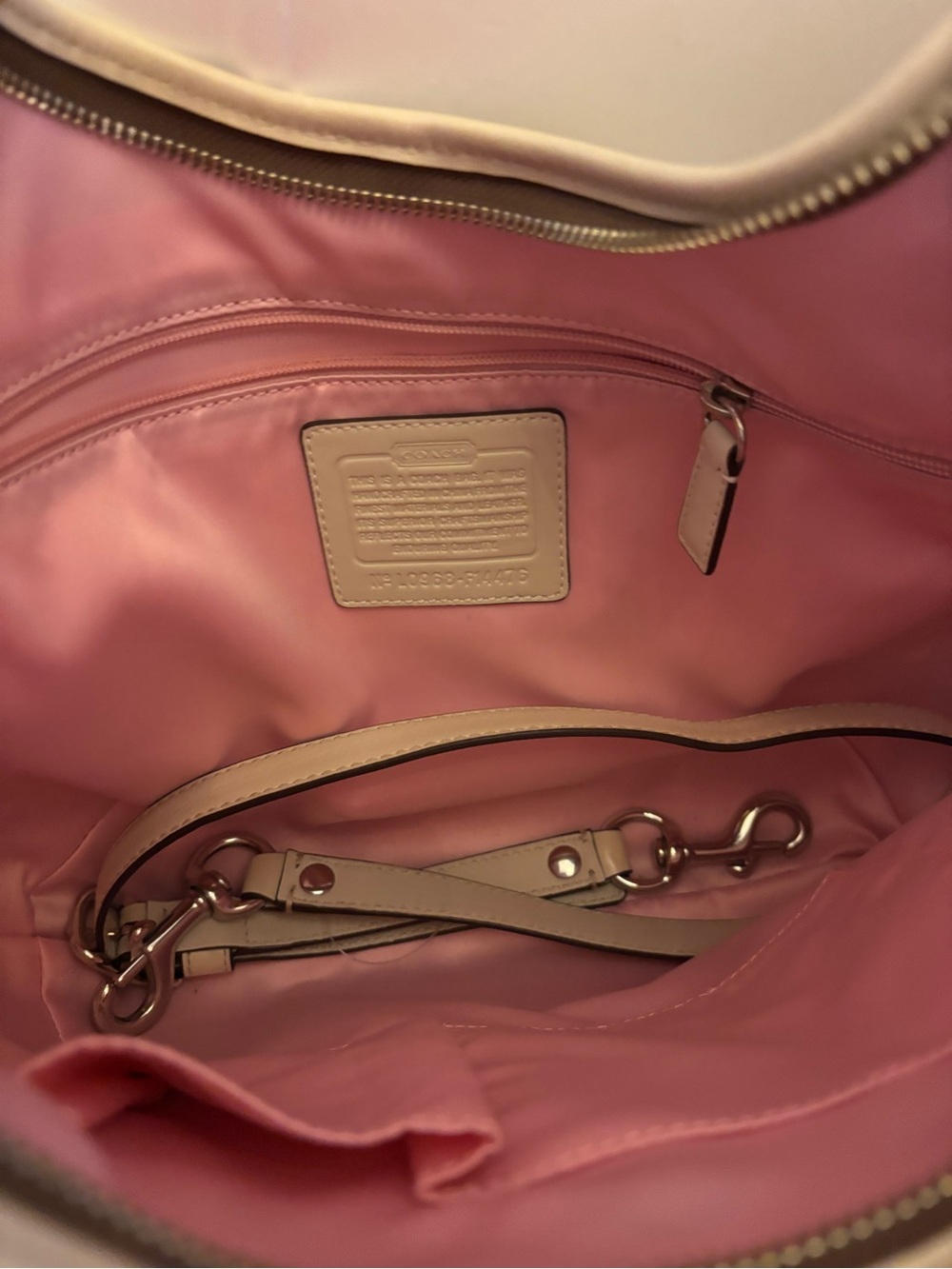 Coach Chalk Canvas Shoulder/Crossbody Bag with Pink Stripe - Picture 5 of 7